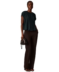 Calvin Klein Women's Shirred Extended-Shoulder Short-Sleeve Blouse