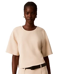 Calvin Klein Women's Boxy Tee Soft Scuba Short-Sleeve Sweater