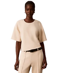Calvin Klein Women's Boxy Tee Soft Scuba Short-Sleeve Sweater
