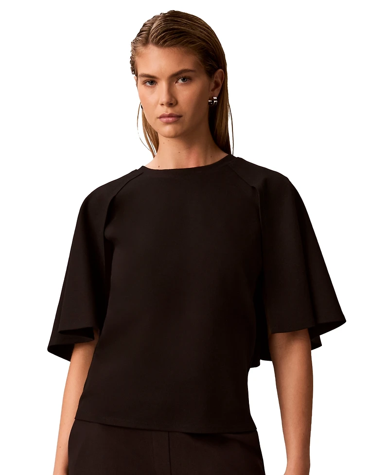 Calvin Klein Women's Crewneck Short-Sleeve Woven Top