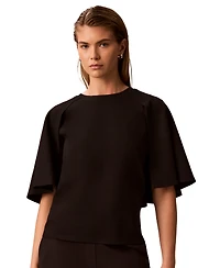 Calvin Klein Women's Crewneck Short-Sleeve Woven Top