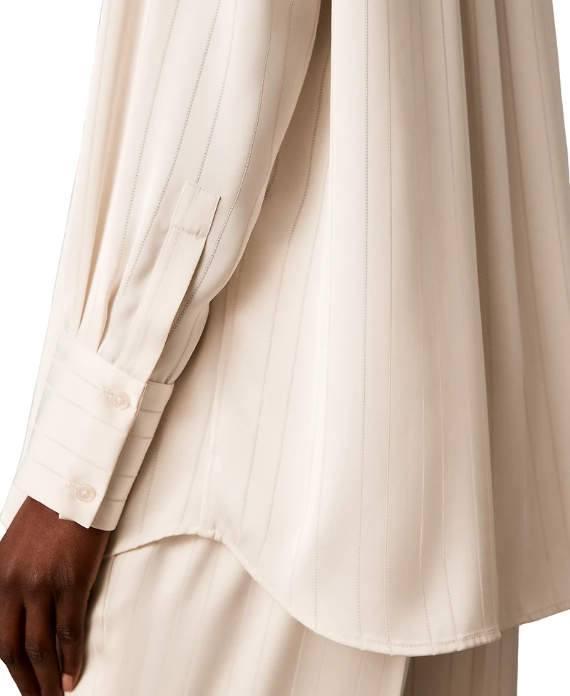 Calvin Klein Women's Satin-Stripe Long-Sleeve Blouse