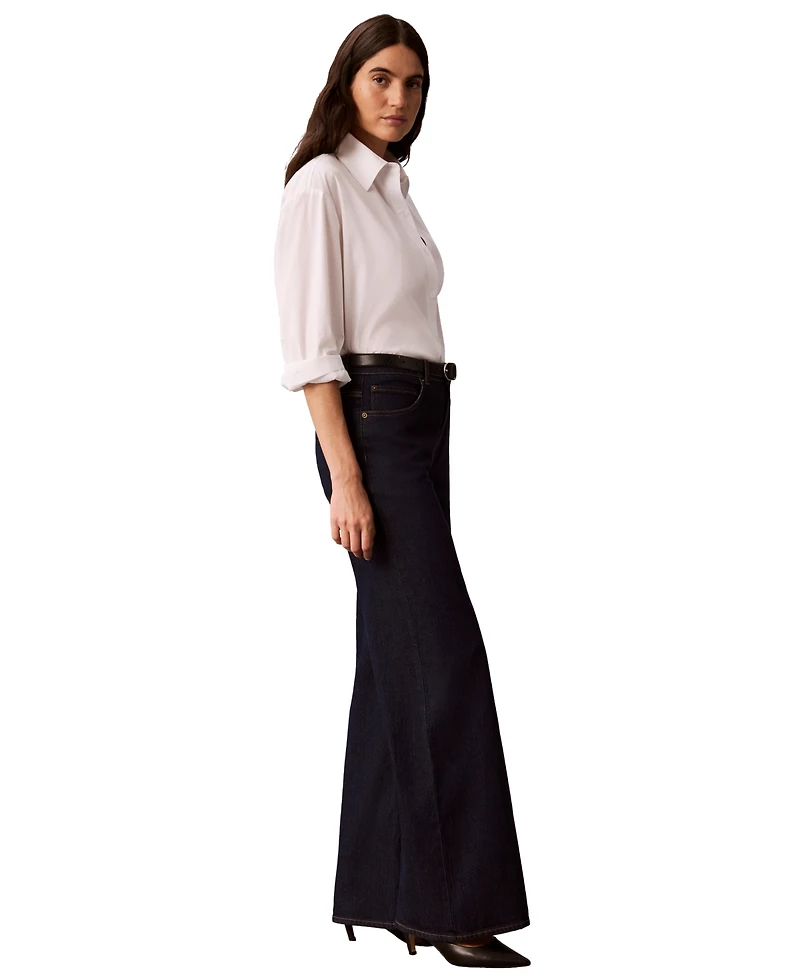 Calvin Klein Women's High-Rise Wide-Leg Flare Jeans