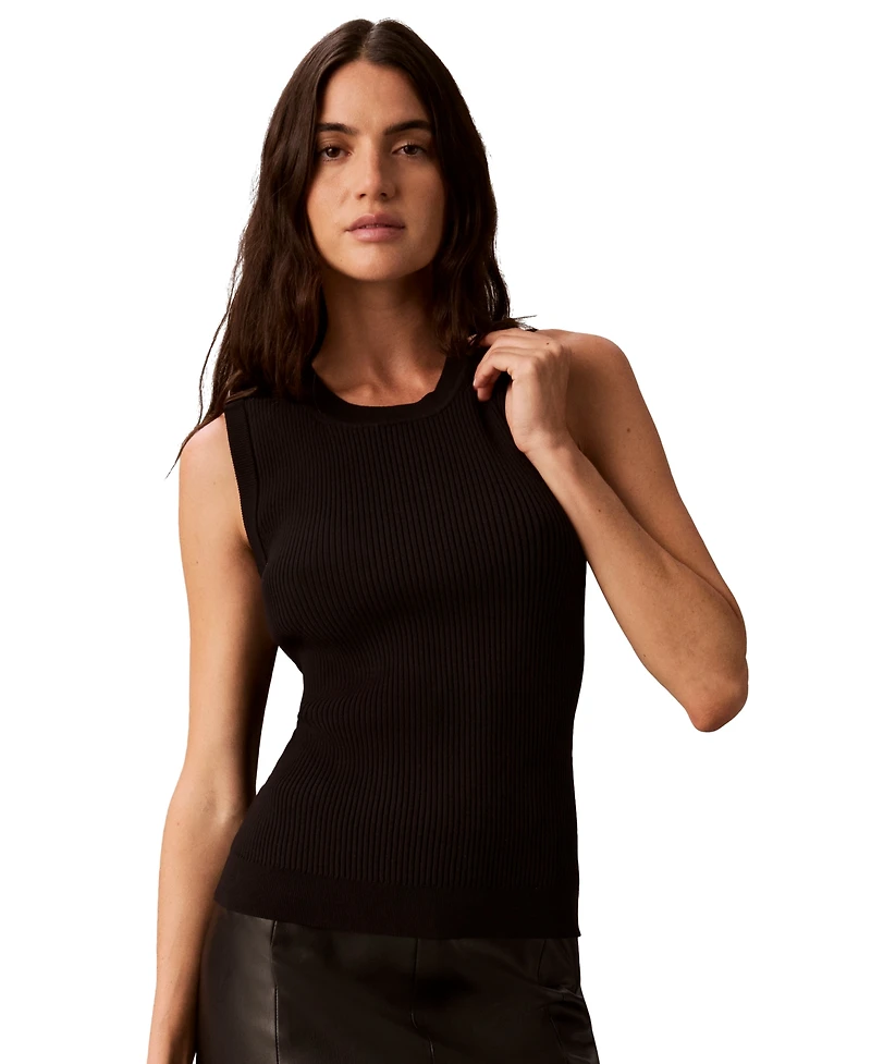 Calvin Klein Women's Ribbed Crewneck Sleeveless Tank