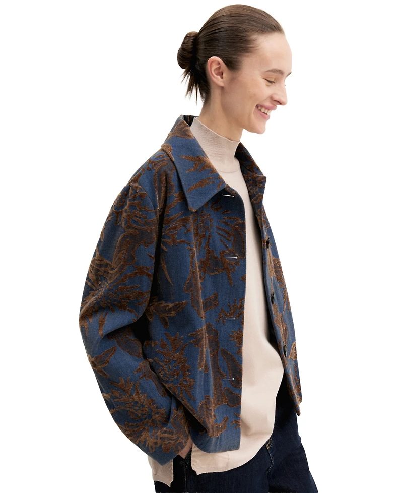 Emme Marella Women's Floral-Pattern Lined Denim Jacket