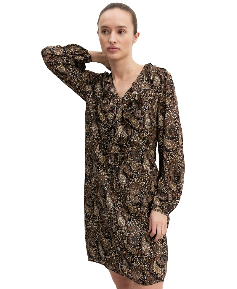 Emme Marella Women's Emmfebe Long-Sleeve Ruffle Paisley-Print Dress