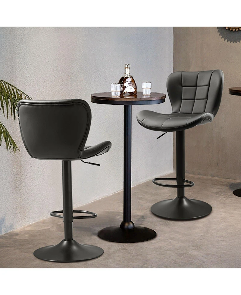 Slickblue Set of 2 Adjustable Swivel Pu Leather Counter Bar Stools