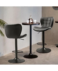 Slickblue Set of 2 Adjustable Swivel Pu Leather Counter Bar Stools