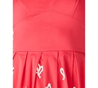 Steve Madden Juniors' Floral-Print Cutout Sweetheart-Neck Dress