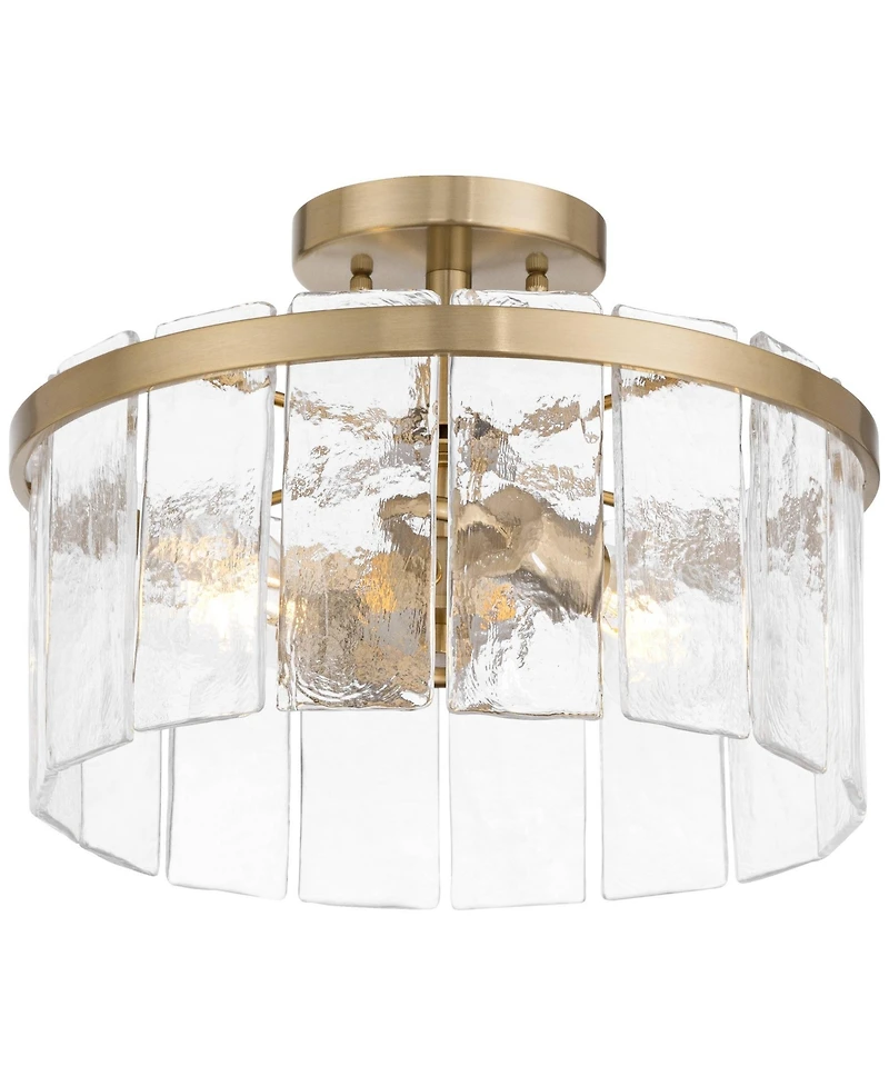 Possini Euro Design Possini Euro Soresi 14"W Piastra Glass 2-Light Ceiling Light