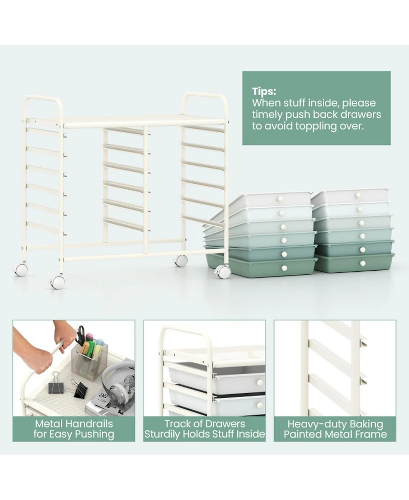 Sugift 12 Drawer Rolling Storage Cart for Home and Office
