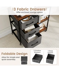Sugift 3 Drawer Mobile File Cabinet with Charging Station Rolling Printer Stand with 2 Open Shelves