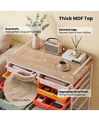 Sugift 10-Drawer Rolling Storage Cart with Wooden Tabletop and Lockable Wheels for Office