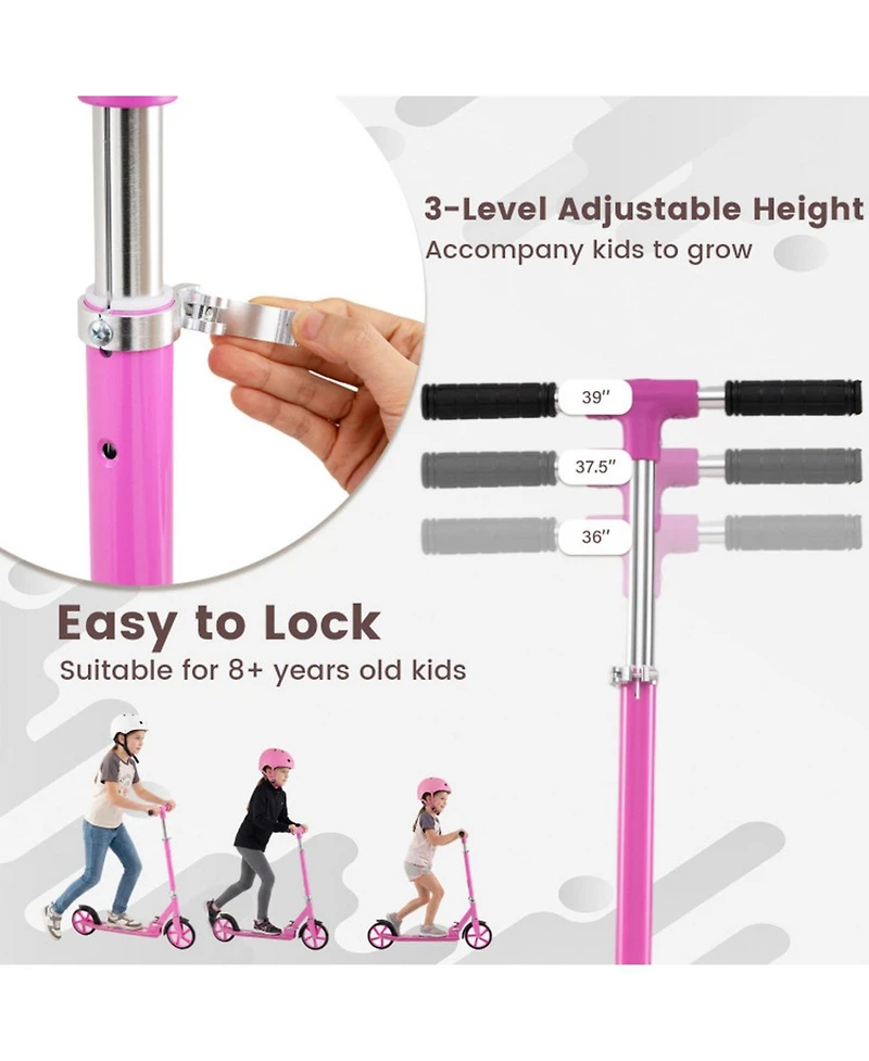 Sugift Folding Aluminum Alloy Scooter with 3 Adjustable Heights for Kids and Adults