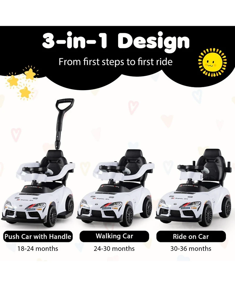 Sugift 3-in-1 Foot-to-Floor Ride-On Car, Ages 18-30 Months