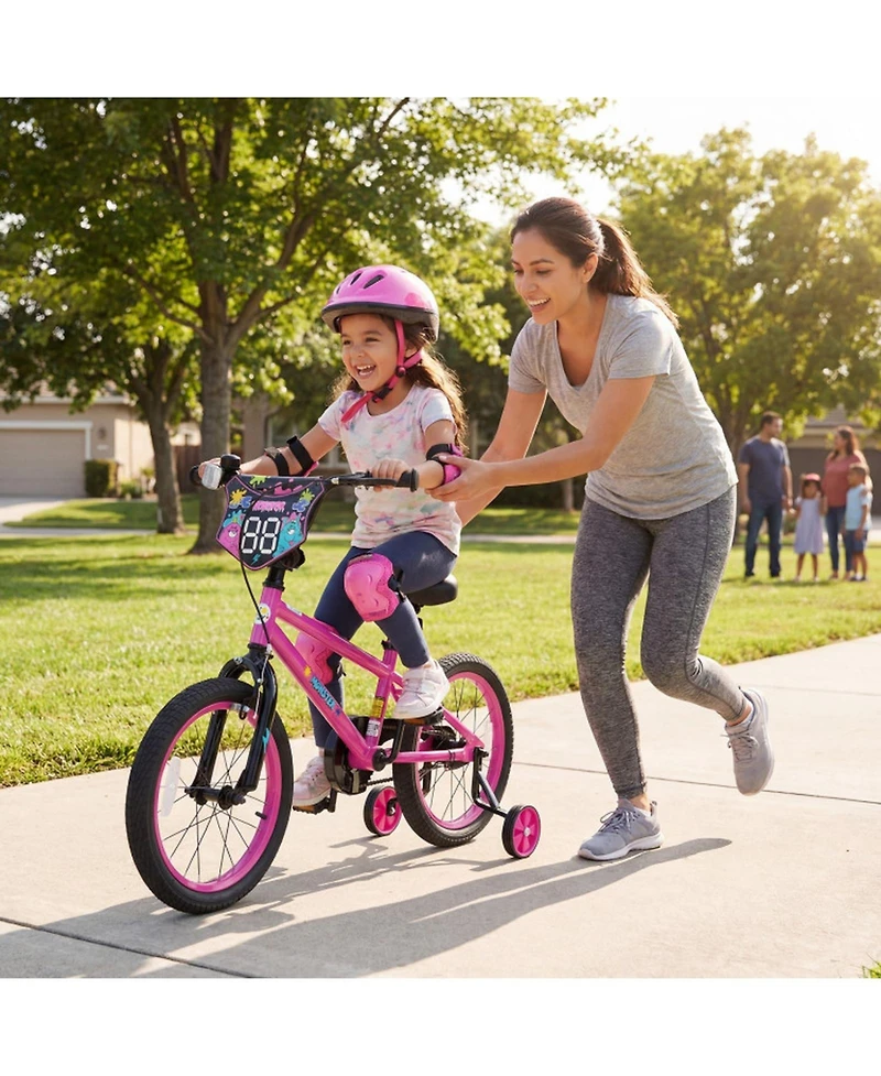Sugift 16" Kids Bike with Detachable Training Wheels, Dual-Brake Control, Monster-Themed Graphics, Ages 4-7