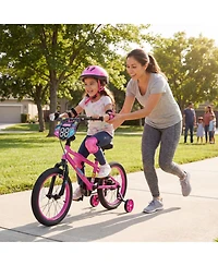 Sugift 16" Kids Bike with Detachable Training Wheels, Dual-Brake Control, Monster-Themed Graphics, Ages 4-7