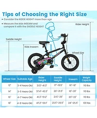 Hongge 12-Inch Removable Training Wheels Kids Bike, 110 lb. Capacity, Ages 3-4