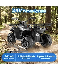 Hongge 24V Kids Electric Ride-On Quad Atv, Dual Motors, Led Headlights & Off-Road, 39.5" x 21" x 22", 66 lbs., Ages 3+