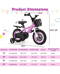Hongge 12-Inch Kids Bike with Training Wheels and Adjustable-Handlebar, Ages 3-4