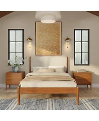 Plank+Beam Harbor Full Bed with Upholstered Headboard, Swiss Coffee