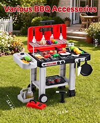 Sugift Bbq Grill Toy with Spray, Light and Sound, Color-Changing Play Food Set, Ages 3+