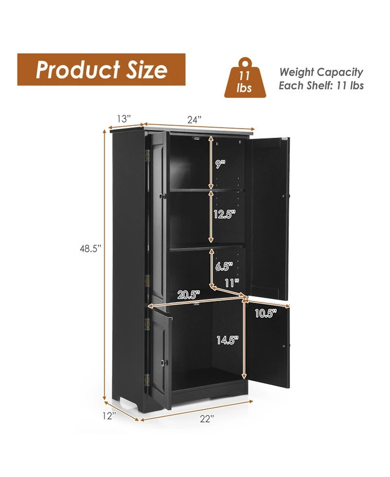 Sugift Accent Storage Cabinet with Adjustable Shelves
