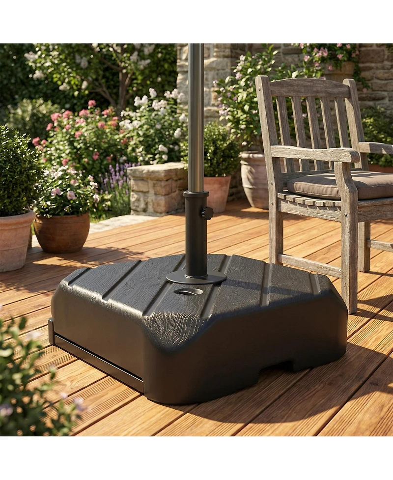Outsunny Fillable Patio Umbrella Base with Wheels, Telescopic Handle