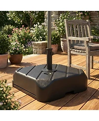 Outsunny Fillable Patio Umbrella Base with Wheels, Telescopic Handle