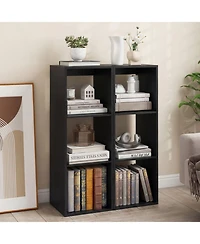 Sugift 3 Cube Bookshelf with Back Guardrail for Living Room Bedroom