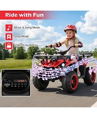 Hongge 24V Electric Ride-On Quad with Led Headlights and Media Console, 66 lb. Capacity, Ages 3+