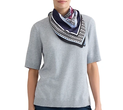 Jones New York Petite Short-Sleeve Crewneck Knit Top with Scarf