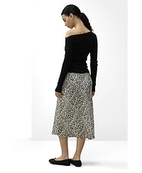 Lilysilk Women's Leopard Print Bias-Cut A-Line Midi Silk Skirt