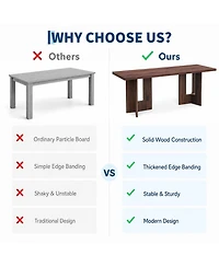 homfan 78'' Large Rectangular Dining Table for 6-8 People, Double Pedestal Base Kitchen Easy-Clean Top Multi-Purpose Indoor Use