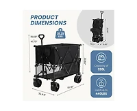 Mountaintop Folding Double Decker Wagon with Brakes, 54" Extra Long Extended Cart, Equipped with 7" All-Terrain Big Wheels for Camping, Sports.