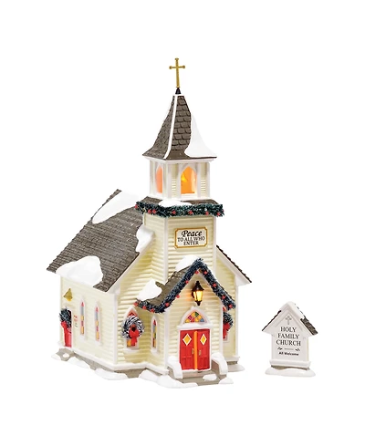 Department 56 Snow Village Holy Family Light-Up Church, Set of 2
