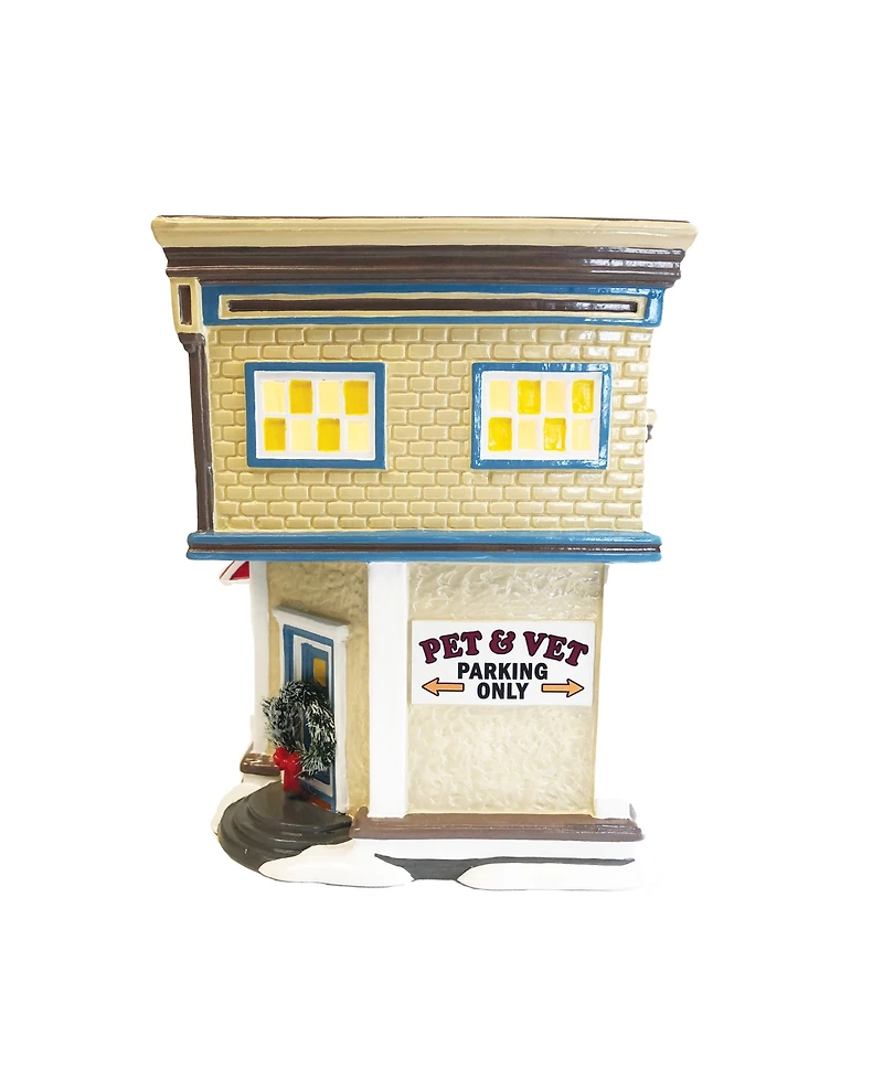 Department 56 Snow Village Light Up Pet Vet Clinic Figurine