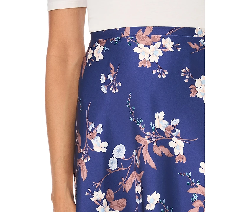 1.state Women's Floral High-Waisted A-Line Bias Cut Maxi Skirt