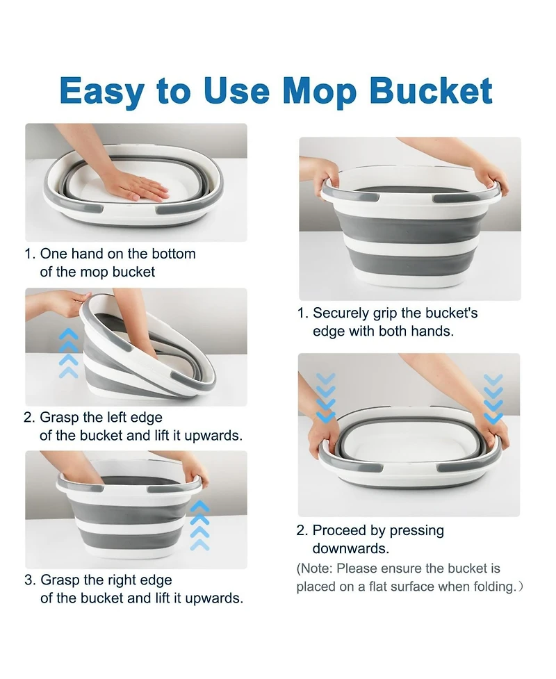 Piscifun Collapsible Silicone Mop Bucket With Handles Multi Purpose Storage Organizer