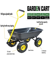 Mountaintop Foldable Multi-Functional Garden Dump Wagon Cart,300lb 55L Steel Frame,10" Pneumatic Tires, Cart for Yard, Lawn, Outdoor