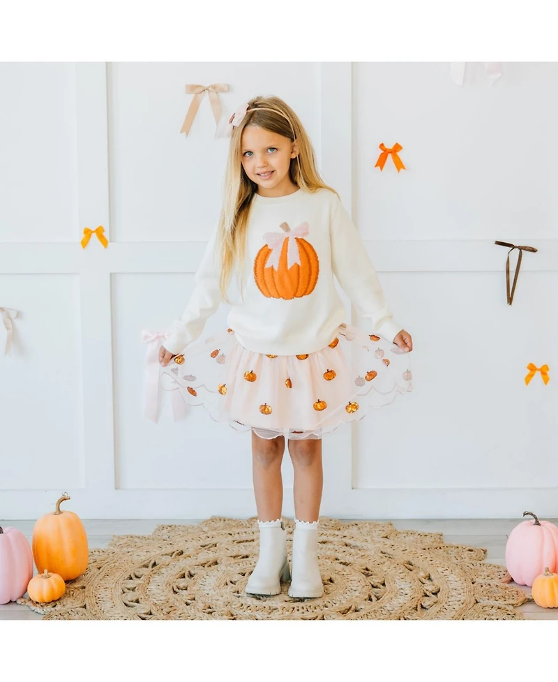 Sweet Wink Toddler Girls Coquette Pumpkin Sweater