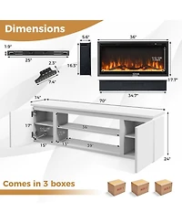 Sugift Fireplace Tv Stand for TVs up to 80 Inch with 3 Adjustable Shelves and 36-Inch Electric Fireplace