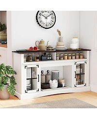 Sugift Led Tv Stand for TVs up to 50 Inch with Adjustable Glass Shelves and Remote-Controlled Lights