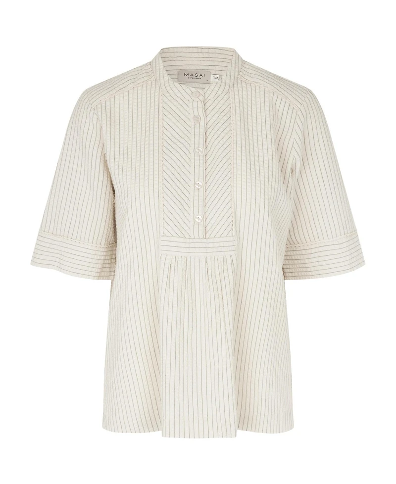 Masai Copenhagen Women's MaBeyora Mandarin Collar Textured Blouse