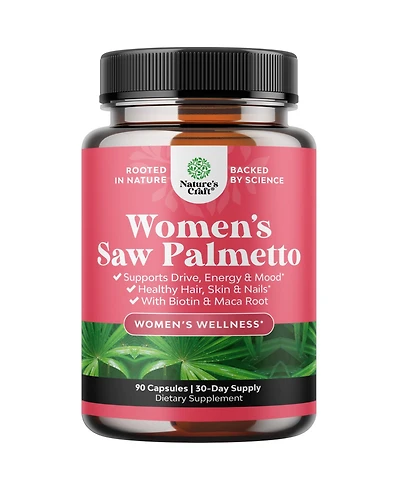 Nature's Craft Saw Palmetto 500milligram Capsules for Women with Maca Root and Biotin