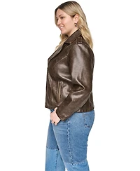 Levi's Plus Faux Leather Asymmetrical-Zipper Moto Jacket