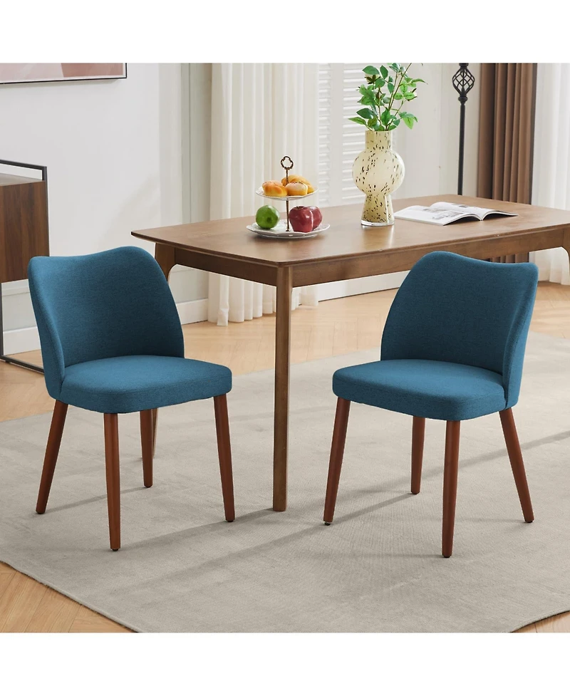 homfan Set of 6 Upholstered Dining Chairs with Wingback Design, Thick Cushioned Seats, Sturdy Wood Legs & Leveling Feet