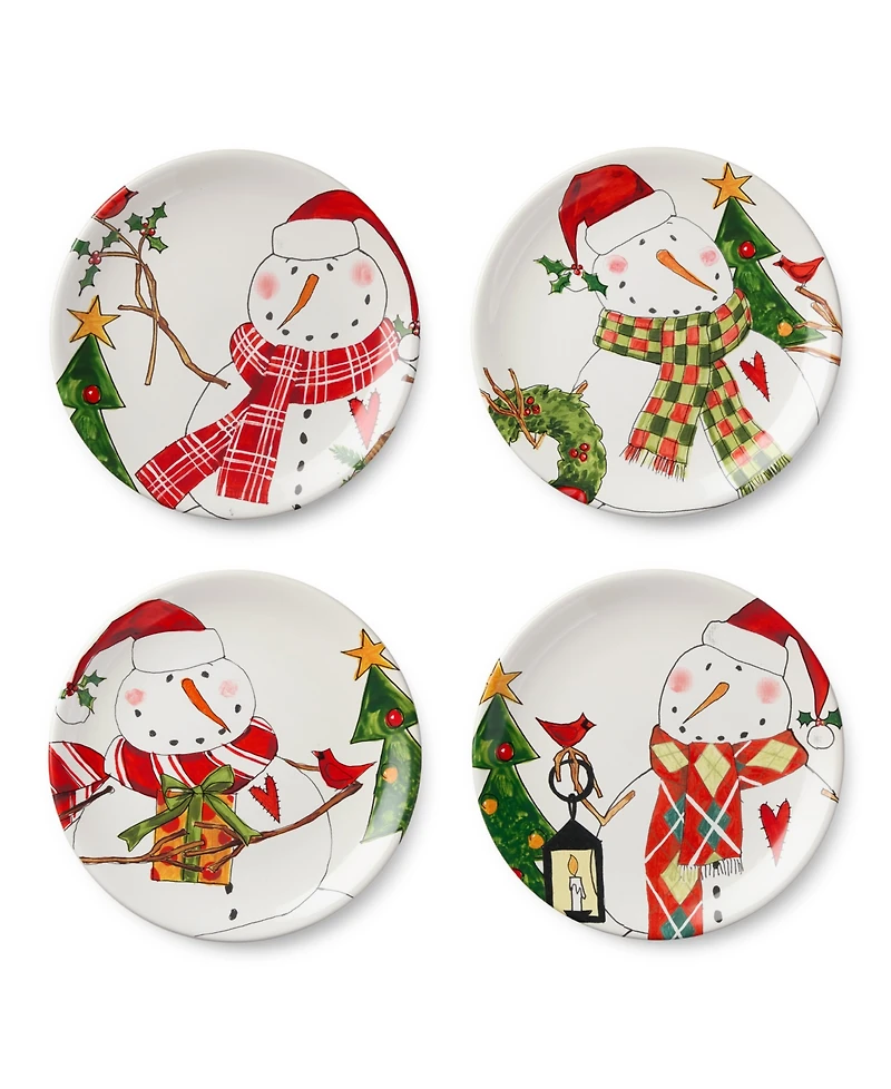 Certified International Snowman Delight Dessert Plates, Set of 4