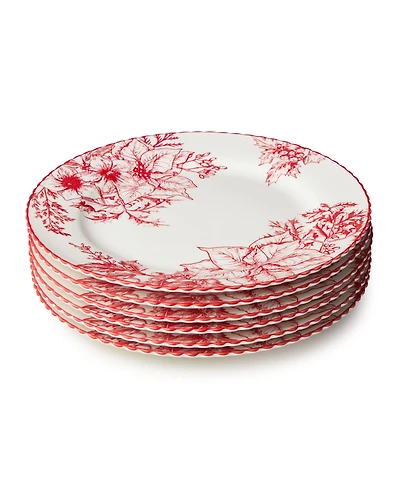 Certified International Crimson Noel Dinner Plates, Set of 6