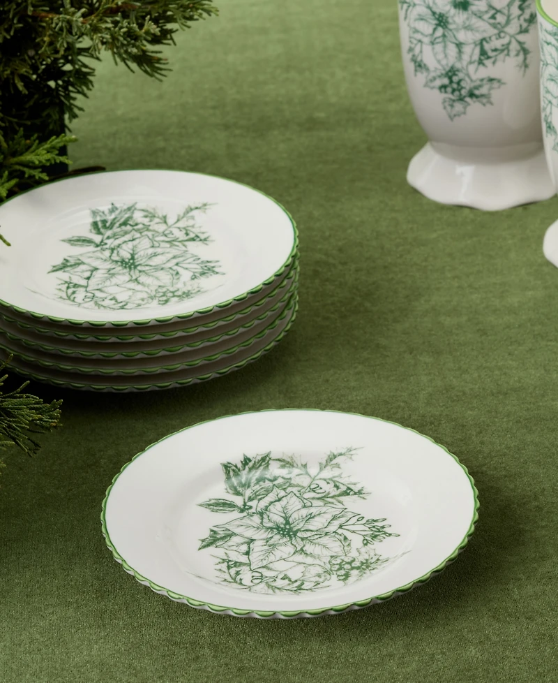 Certified International Winter Evergreen Canape Plates, Set of 6